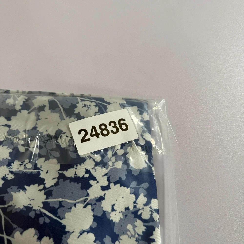 Deolax Polo Shirt Mens Large Blue White Golf Performance Stretch Floral Print - Picture 8 of 8